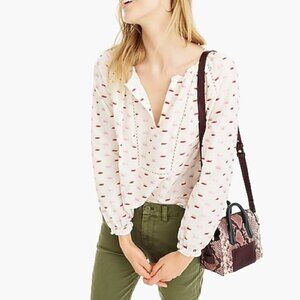 J.CREW POINT SUR Metallic Clip Dot Blouse